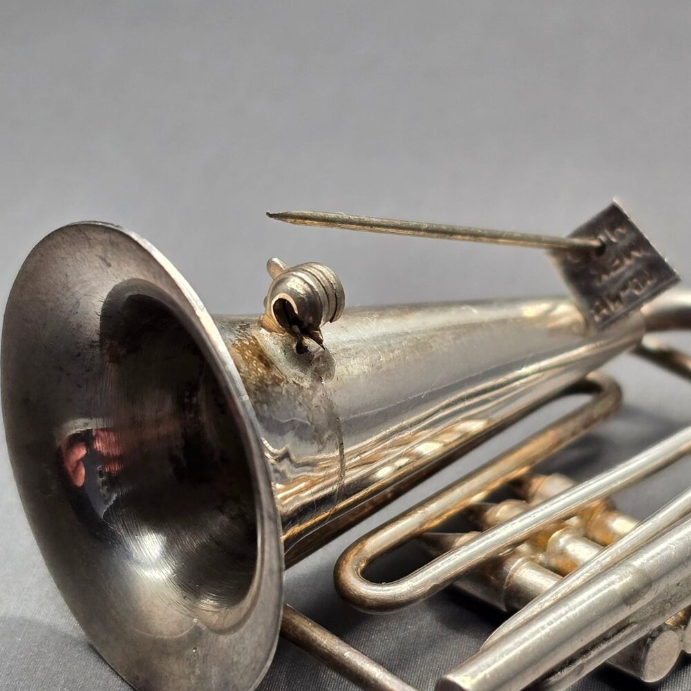 Vintage Taxco Sterling Silver French Horn Brooch Mexican Tuba Musical Pin TC-48 - Picture 6 of 12